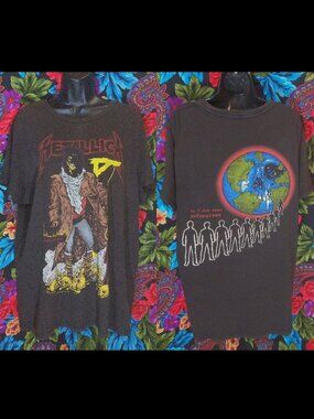 WOMEN'S H&M *2018** DIVIDED SHIRT 2-SIDED METALLICA BAND DISTRESSED SIZE LARGE